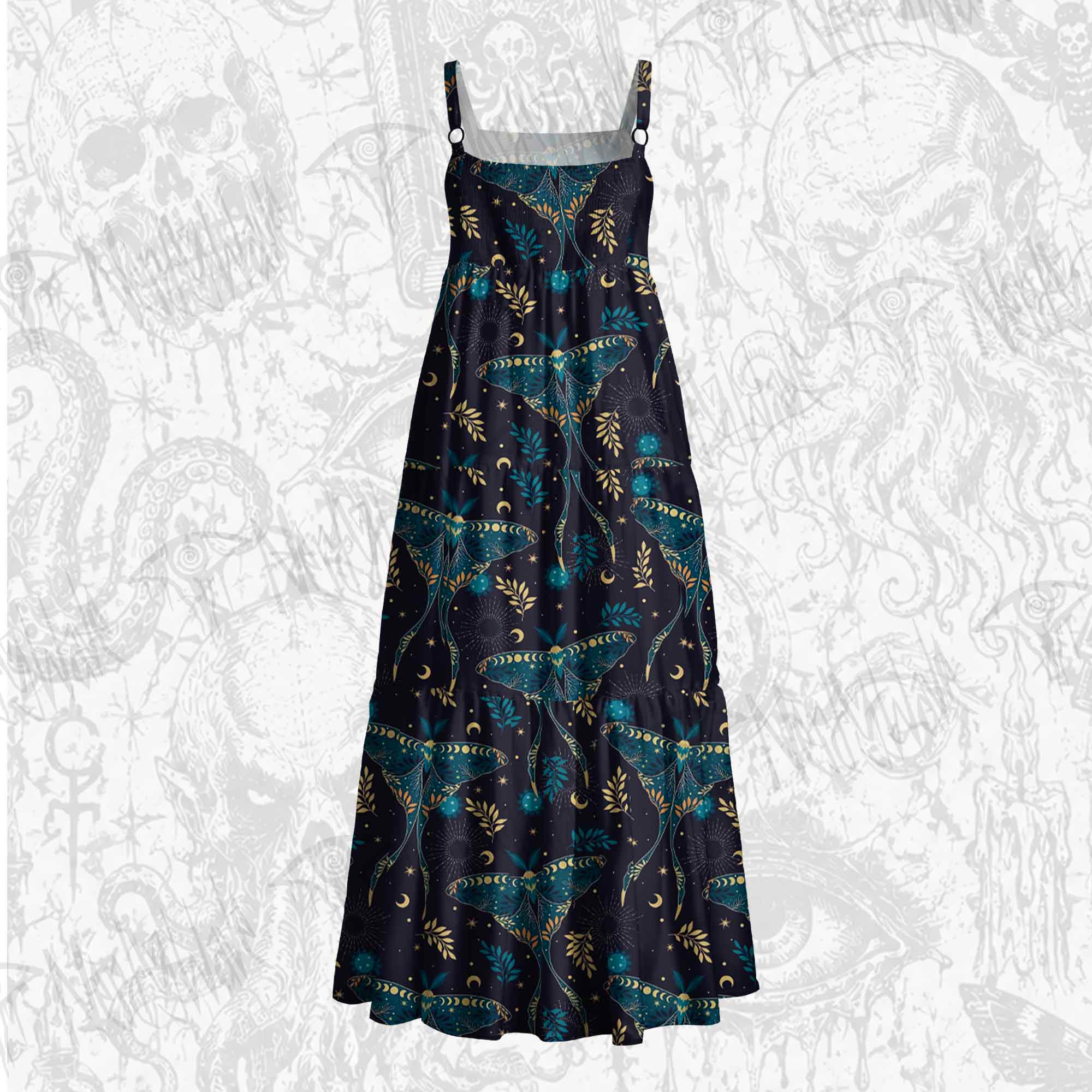 Luna Moths Wide Straps Maxi Dress