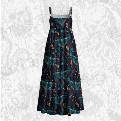 Luna Moths Wide Straps Maxi Dress