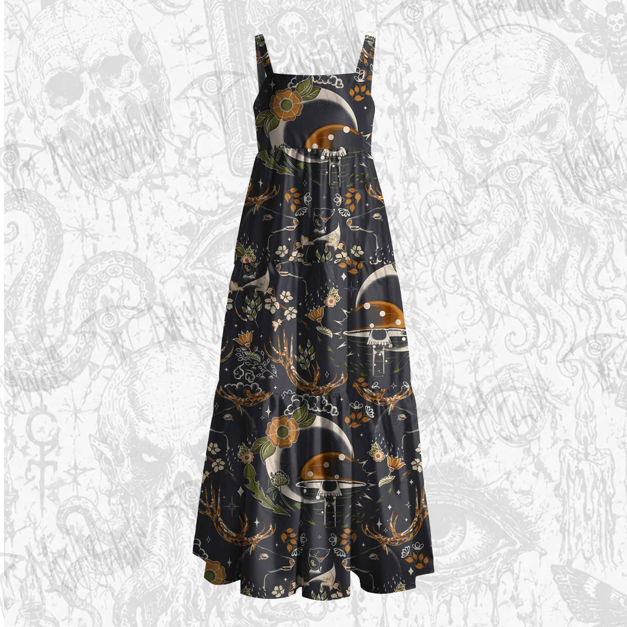 Deer Wide Straps Maxi Dress