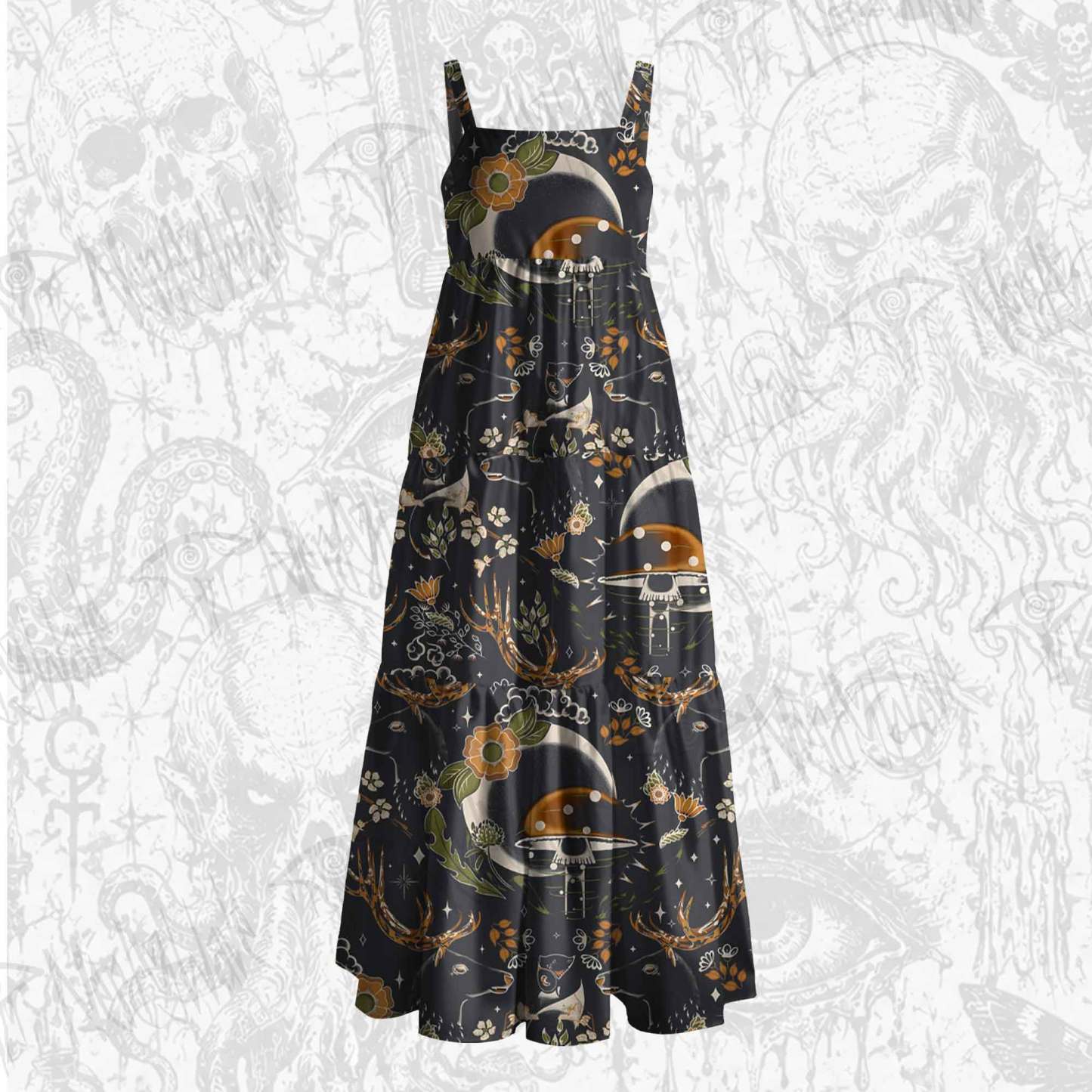 Deer Wide Straps Maxi Dress