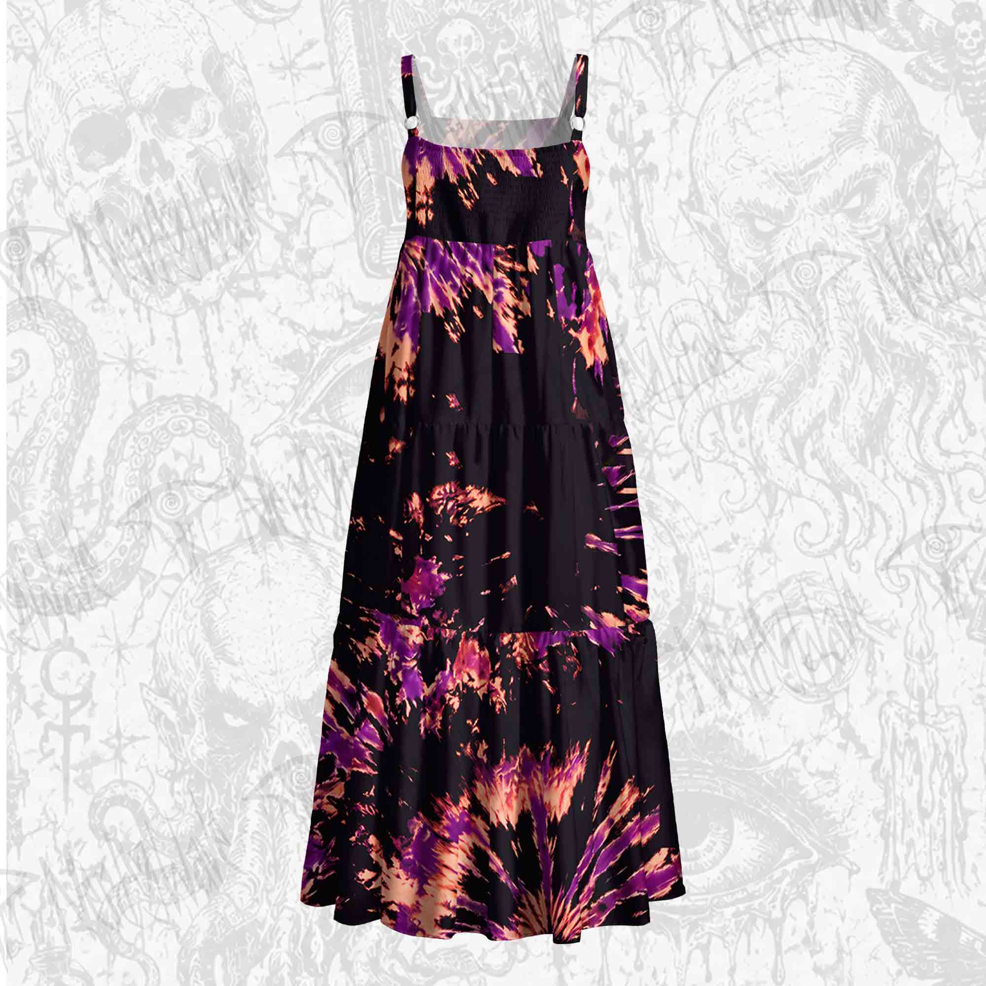 Tie Dye Wide Straps Maxi Dress