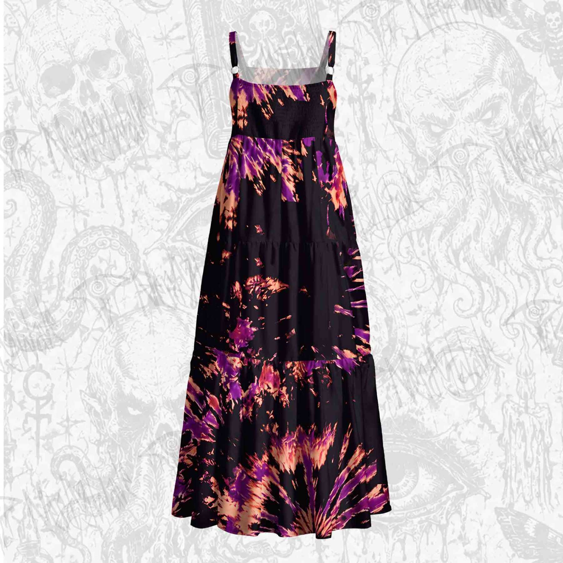 Tie Dye Wide Straps Maxi Dress