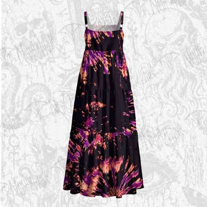Tie Dye Wide Straps Maxi Dress