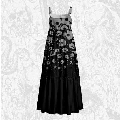 Skull Cascade Wide Straps Maxi Dress