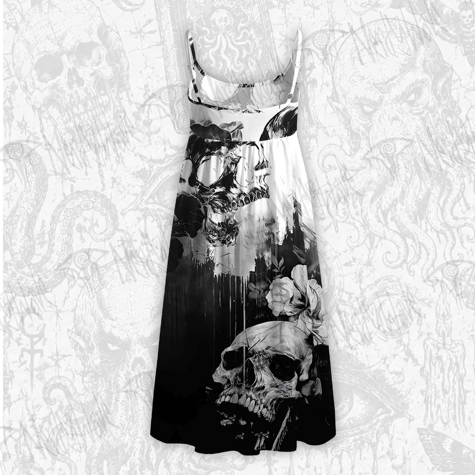 Skull Splatter Art Strap Midi Sundress