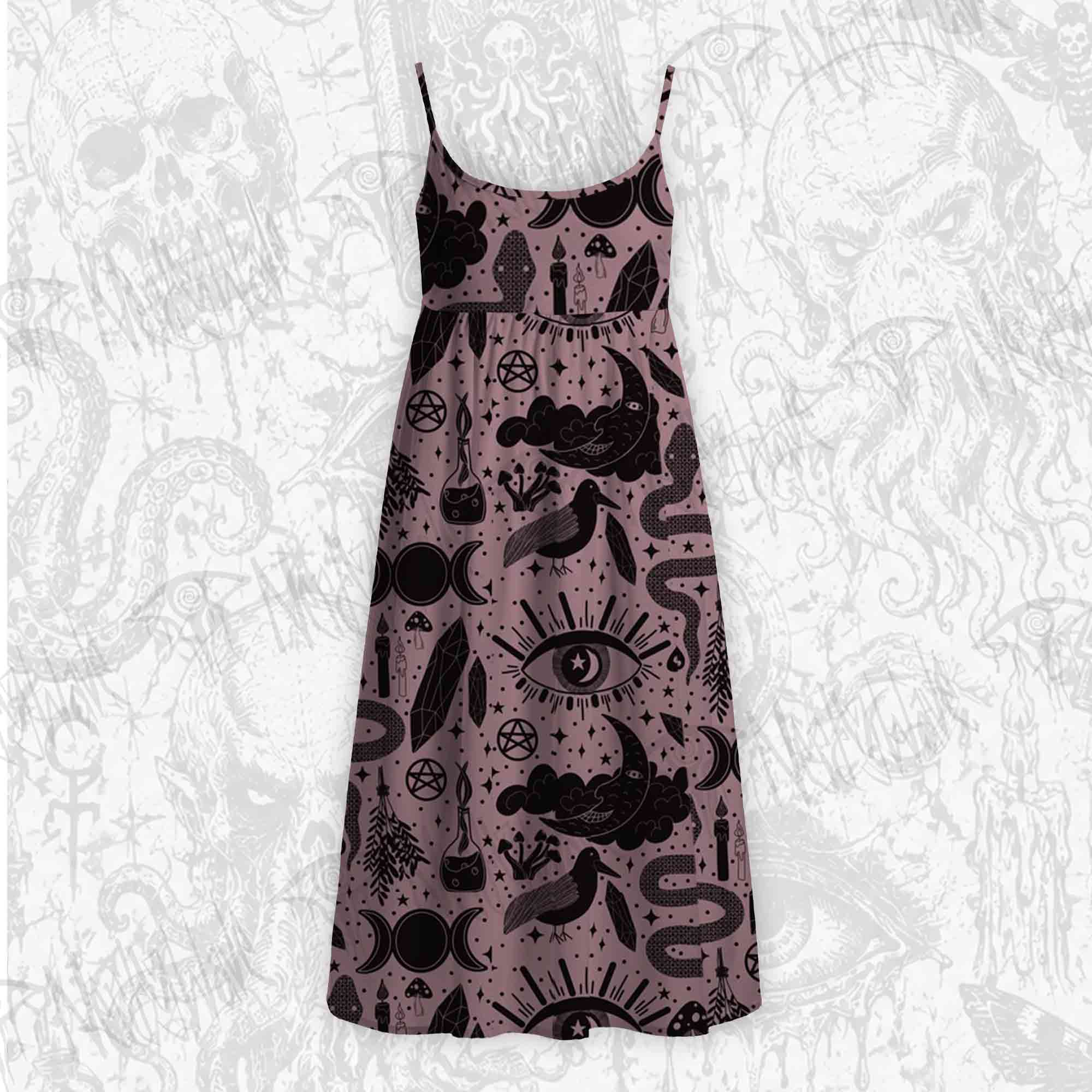 Mystic Whimsy Art Strap Midi Sundress
