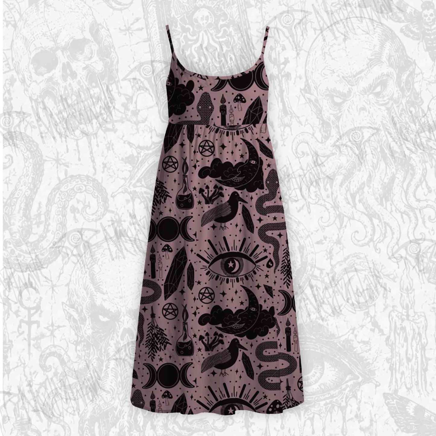 Mystic Whimsy Art Strap Midi Sundress