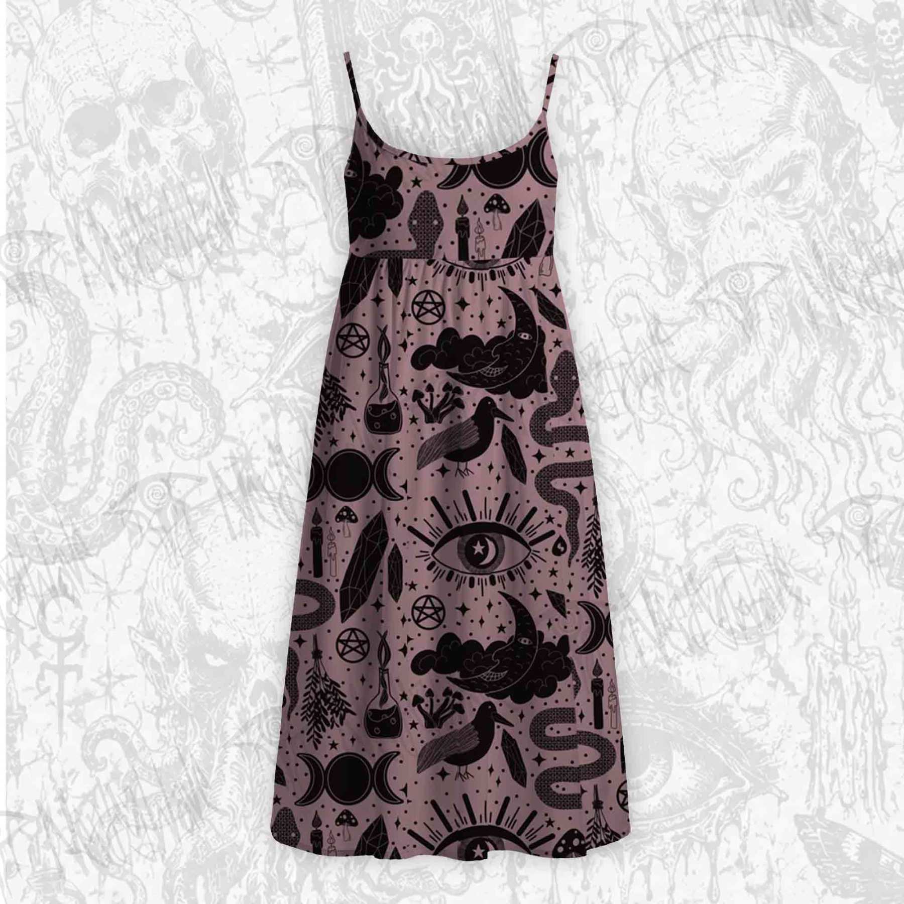 Mystic Whimsy Art Strap Midi Sundress