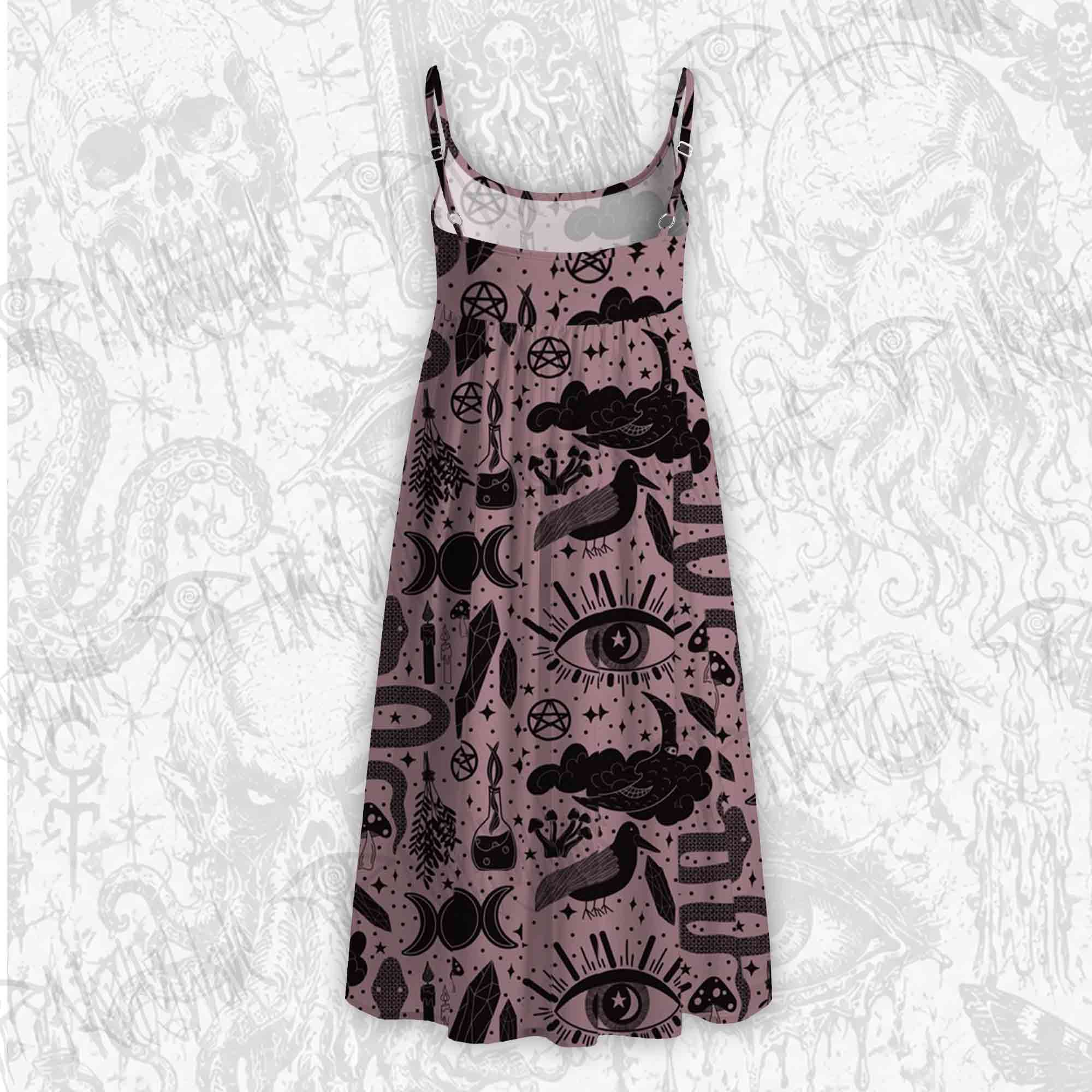 Mystic Whimsy Art Strap Midi Sundress