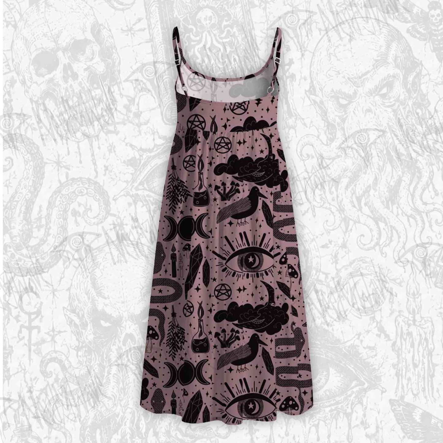 Mystic Whimsy Art Strap Midi Sundress