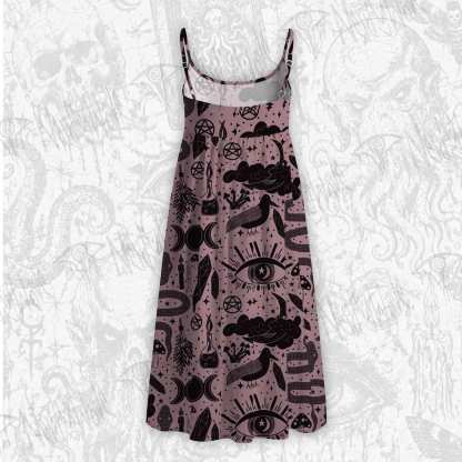 Mystic Whimsy Art Strap Midi Sundress