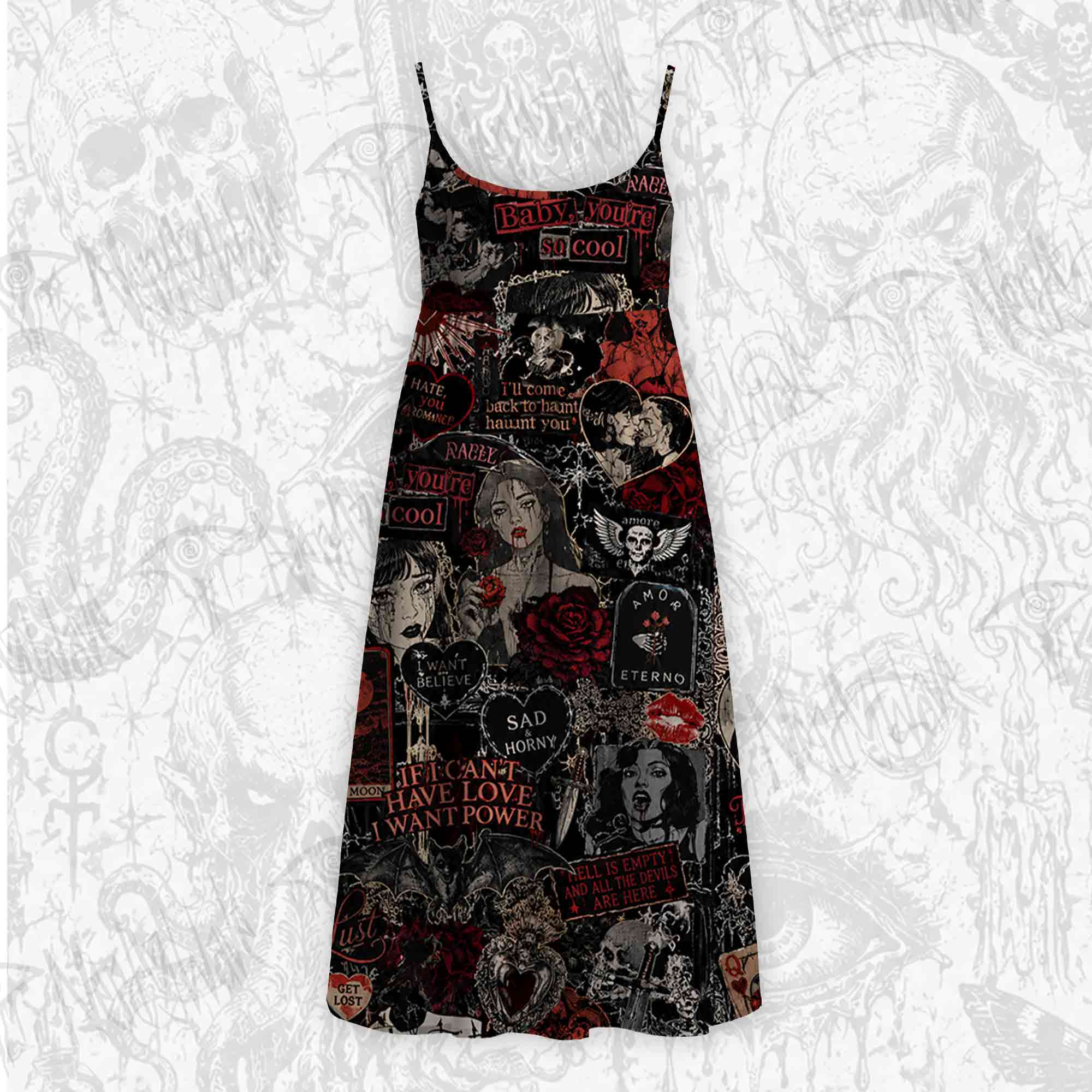 Vintage Stay Spooky Strap Midi Sundress