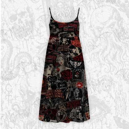 Vintage Stay Spooky Strap Midi Sundress