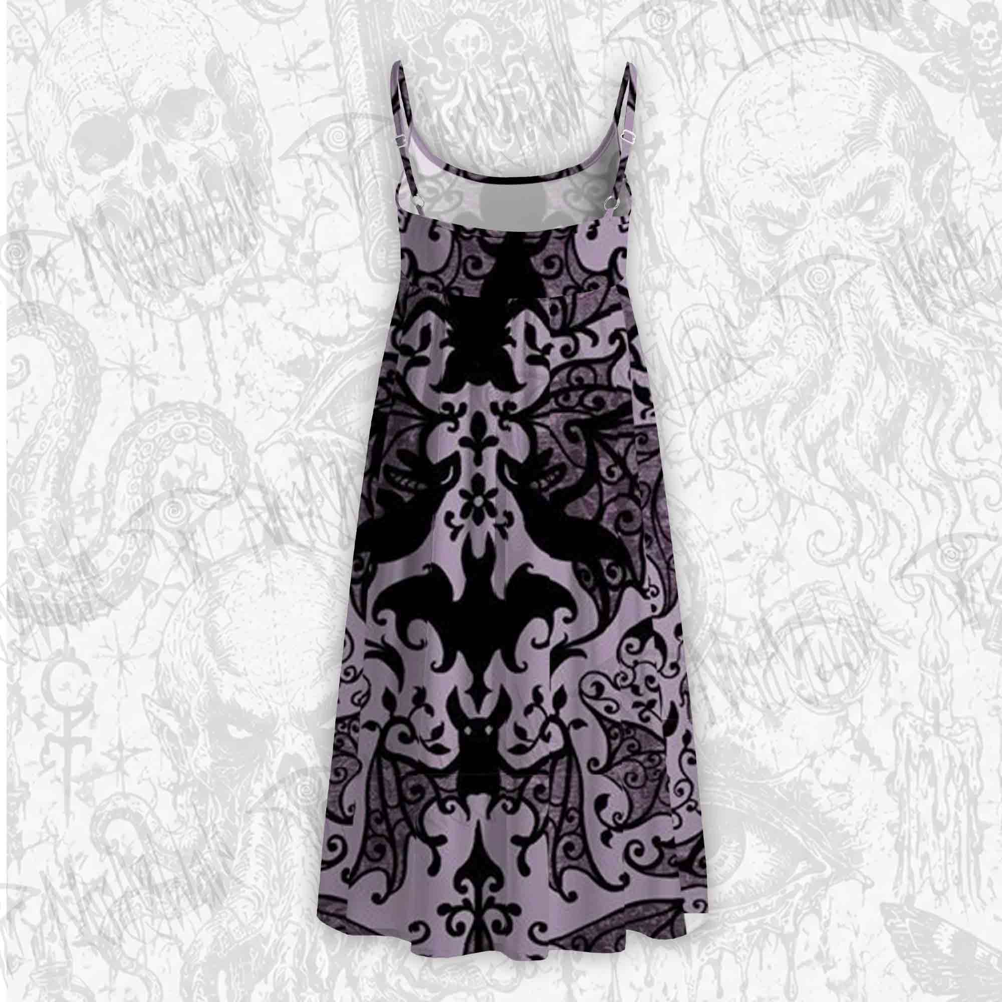 Gothic Bats Tie Strap Midi Sundress