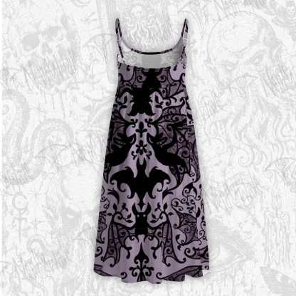 Gothic Bats Tie Strap Midi Sundress