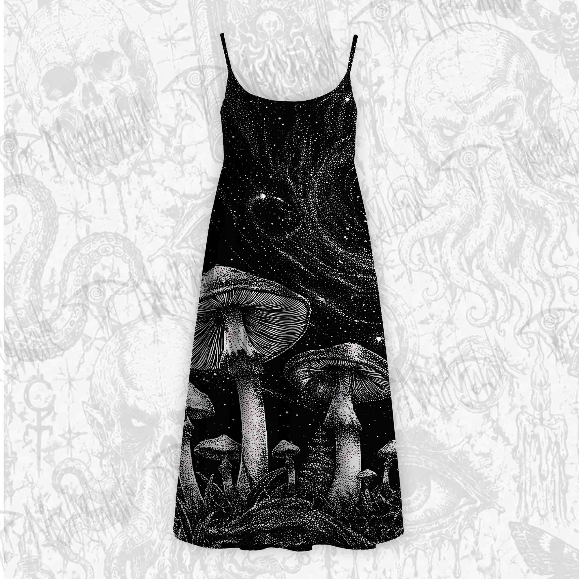 Mushroom Forest Strap Midi Sundress