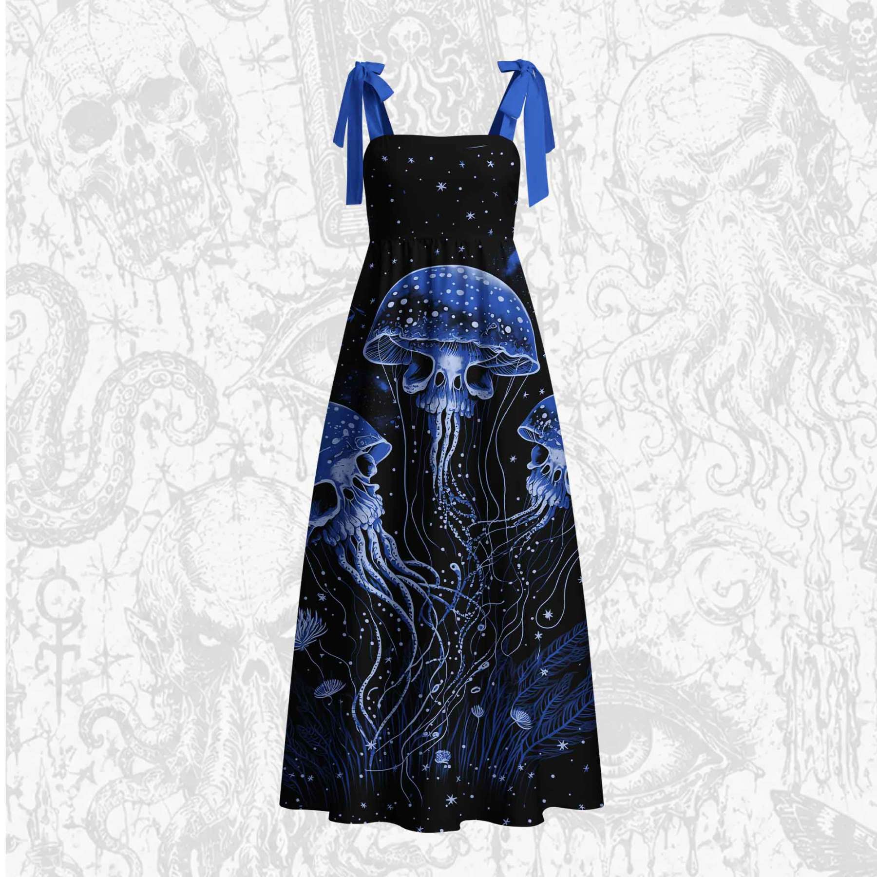 Cosmic Jellyfish Tie Shoulder Maxi Dress