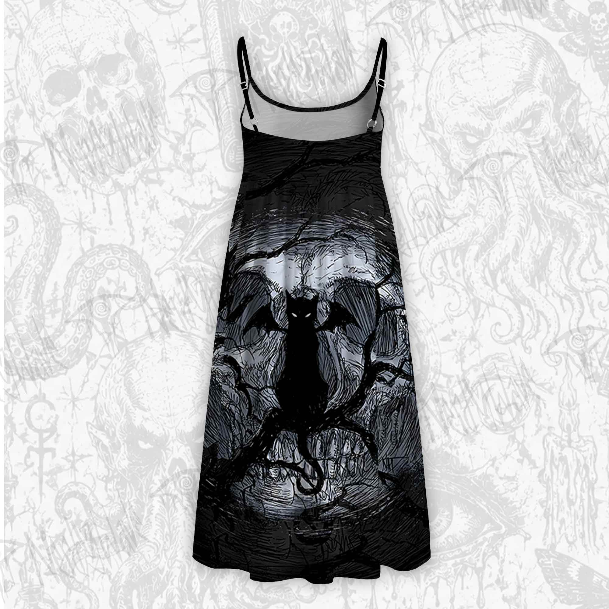 Celestial Cheshire Cat Galaxy Strap Midi Sundress