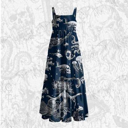 Abyssal Echoes Wide Straps Maxi Dress
