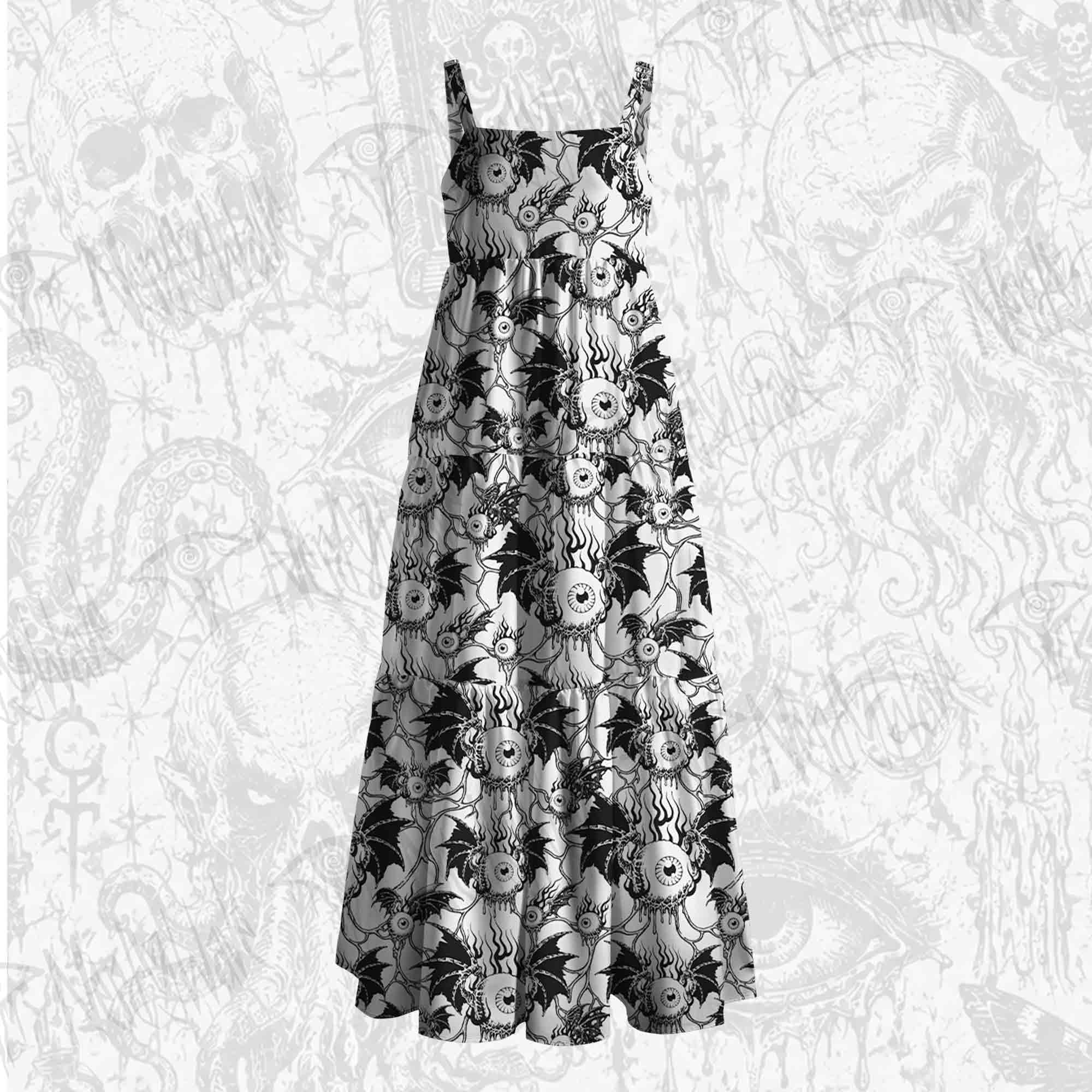 Eyeball Monster Wide Straps Maxi Dress