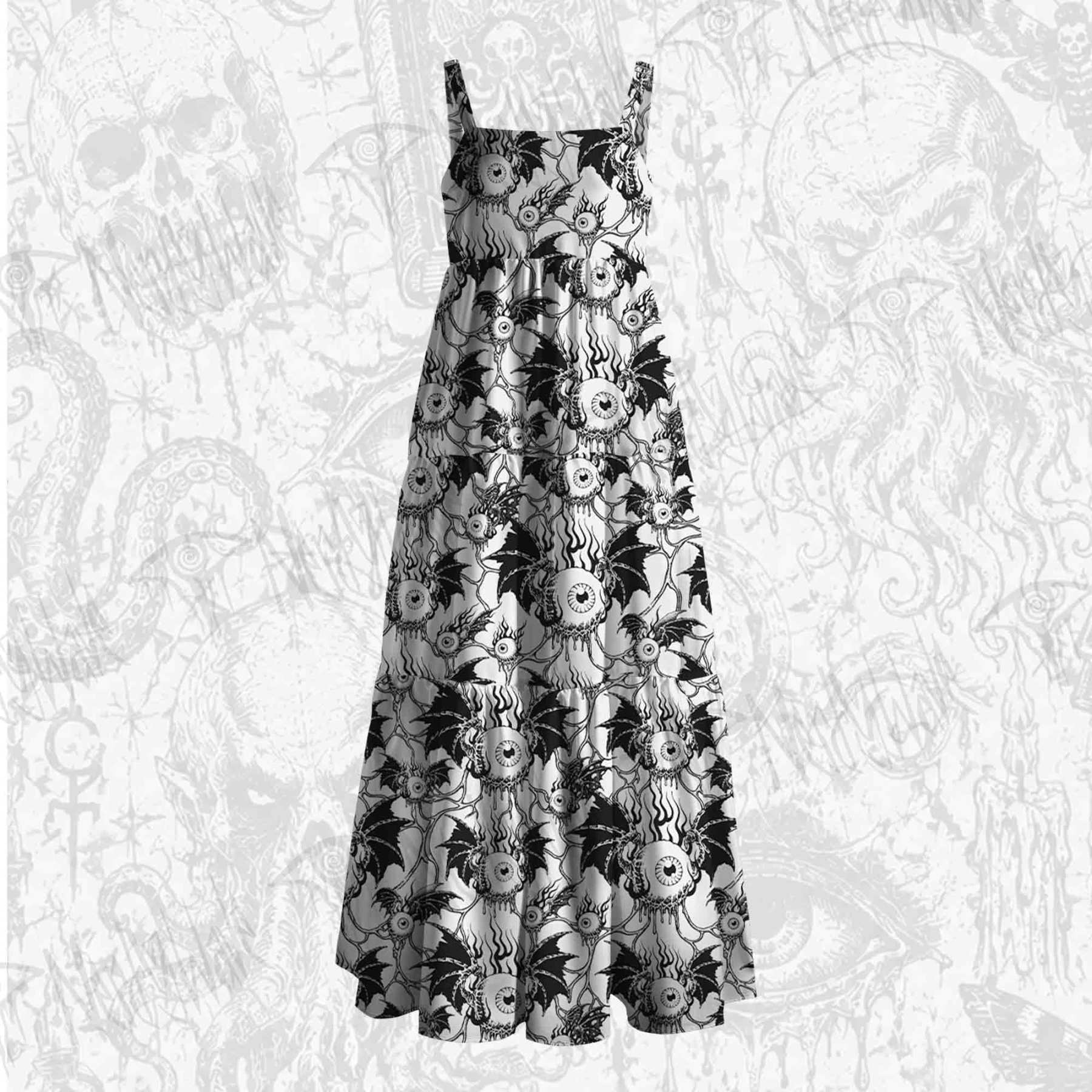 Eyeball Monster Wide Straps Maxi Dress