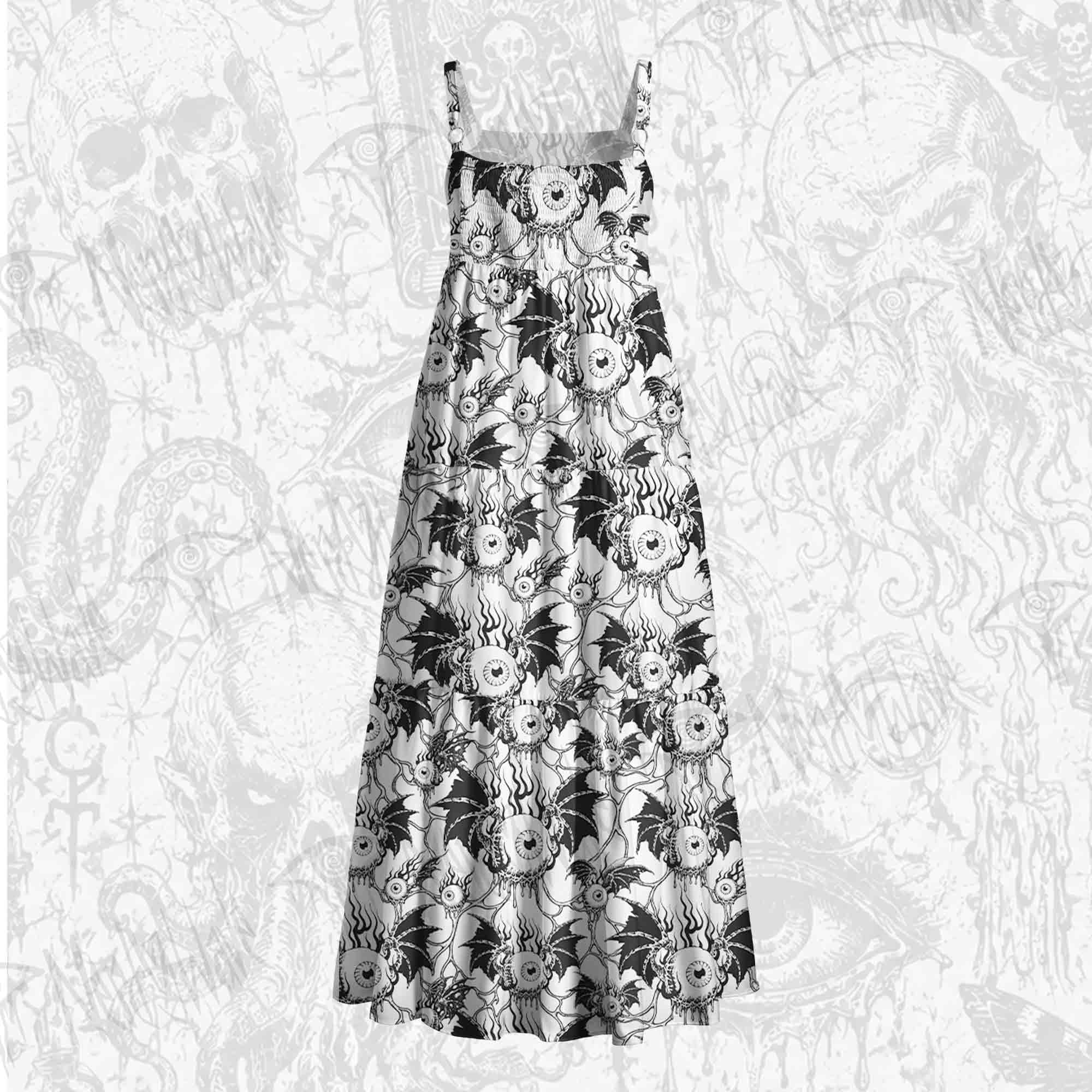 Eyeball Monster Wide Straps Maxi Dress