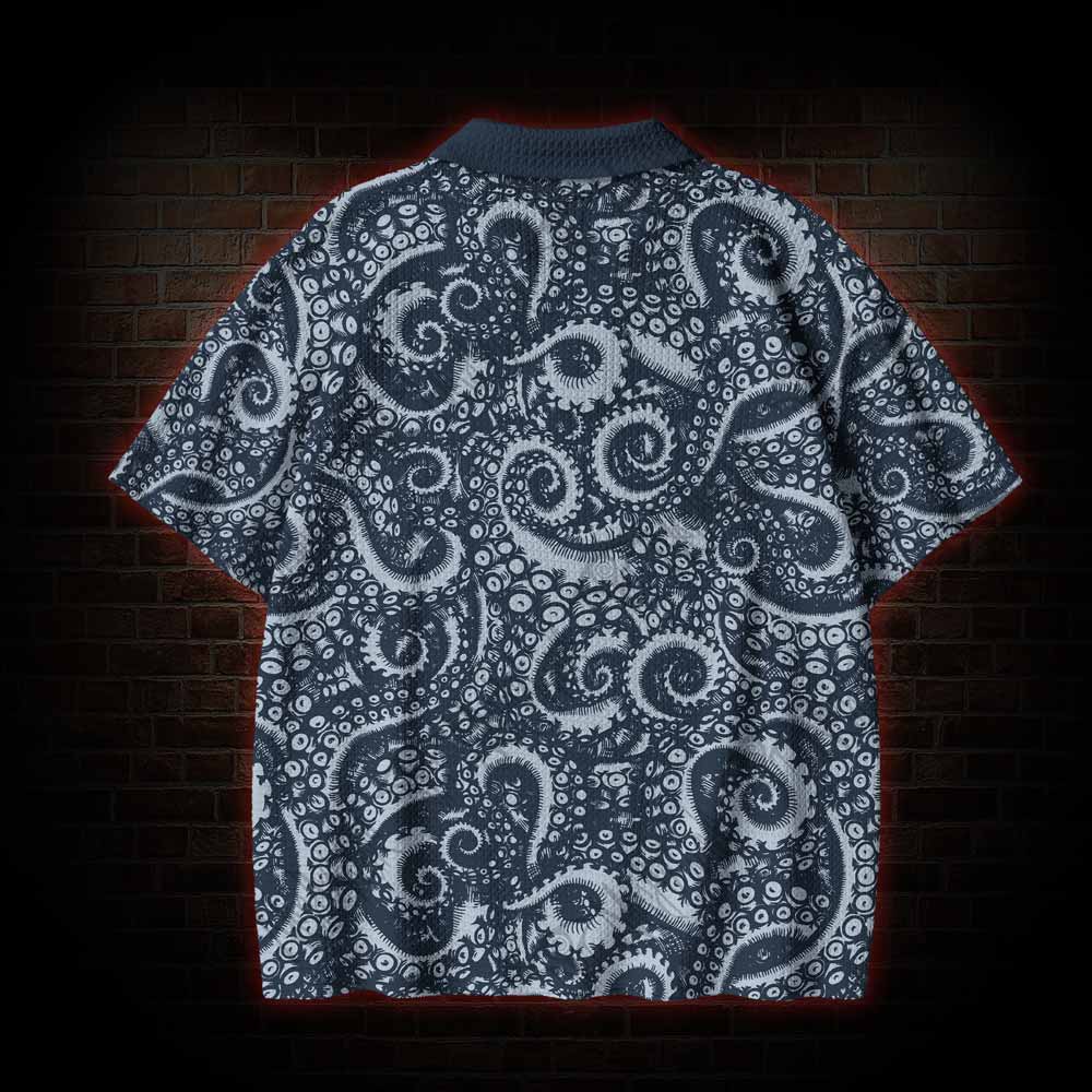 Octopus Tentacles Crochet Knit Polo Shirt