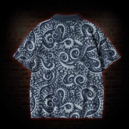Octopus Tentacles Crochet Knit Polo Shirt