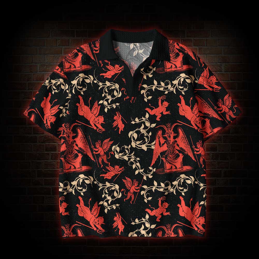 Devil Crochet Knit Polo Shirt