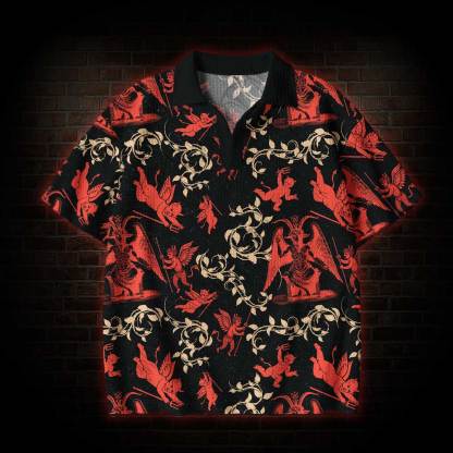 Devil Crochet Knit Polo Shirt