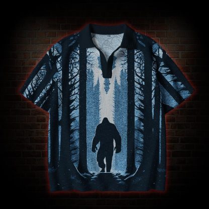 Bigfoot Sunset Crochet Knit Polo Shirt