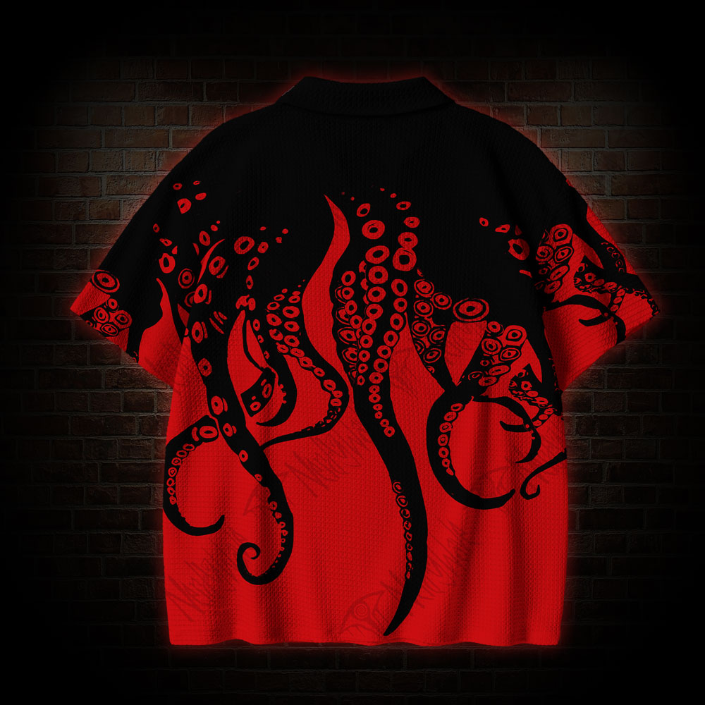 Tentacle Crochet Knit Polo Shirt