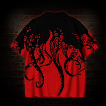 Tentacle Crochet Knit Polo Shirt