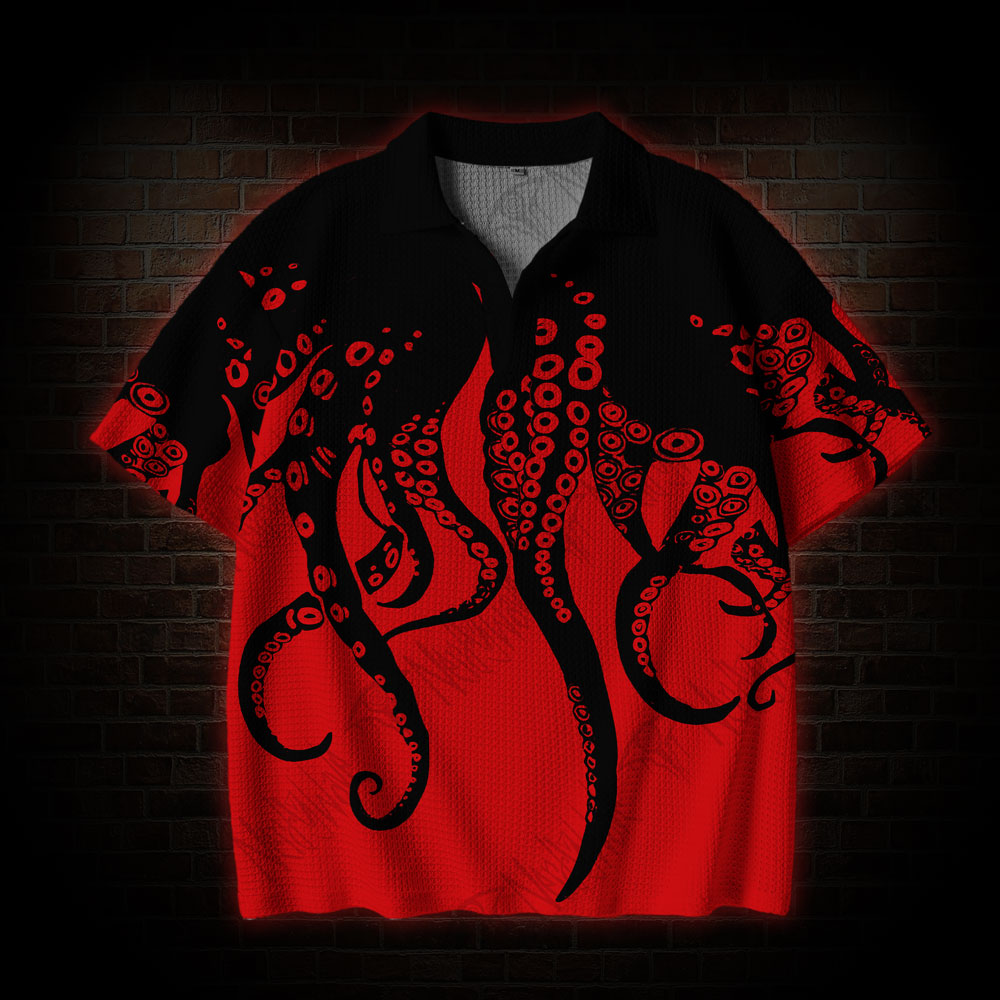Tentacle Crochet Knit Polo Shirt
