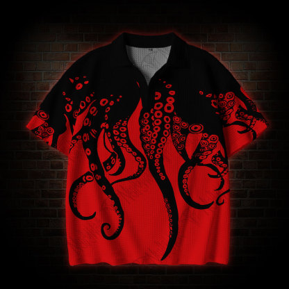 Tentacle Crochet Knit Polo Shirt