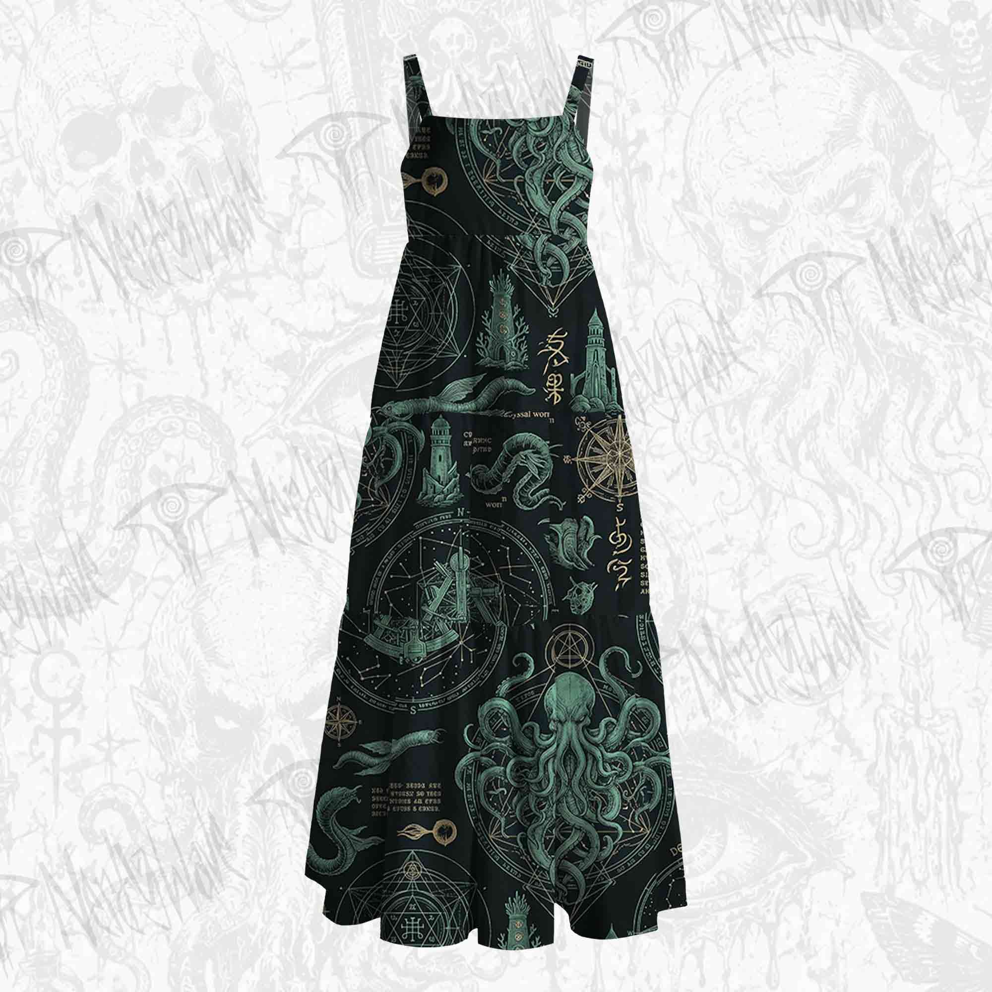 Deep Sea Monster Wide Straps Maxi Dress