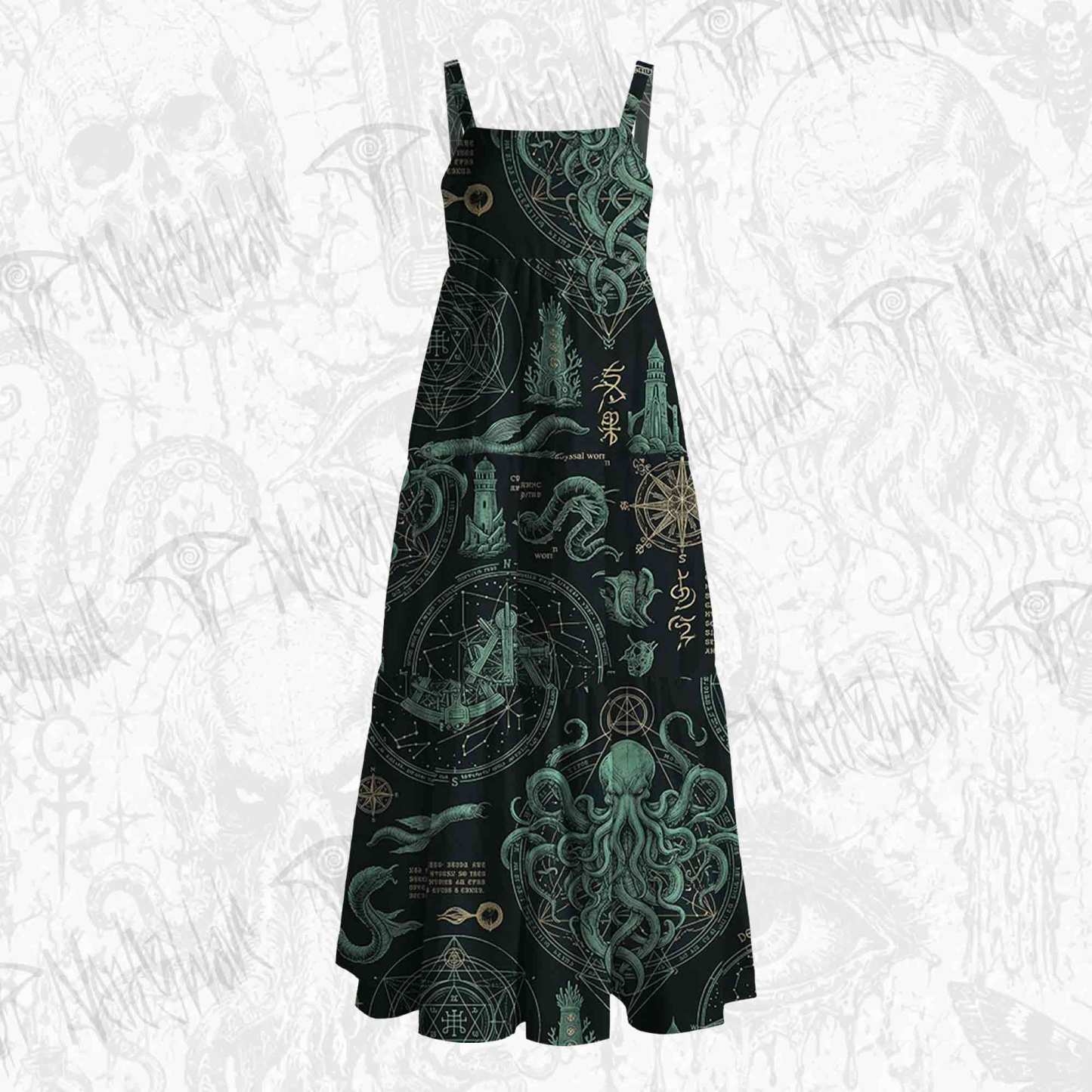 Deep Sea Monster Wide Straps Maxi Dress