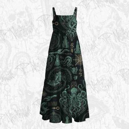 Deep Sea Monster Wide Straps Maxi Dress