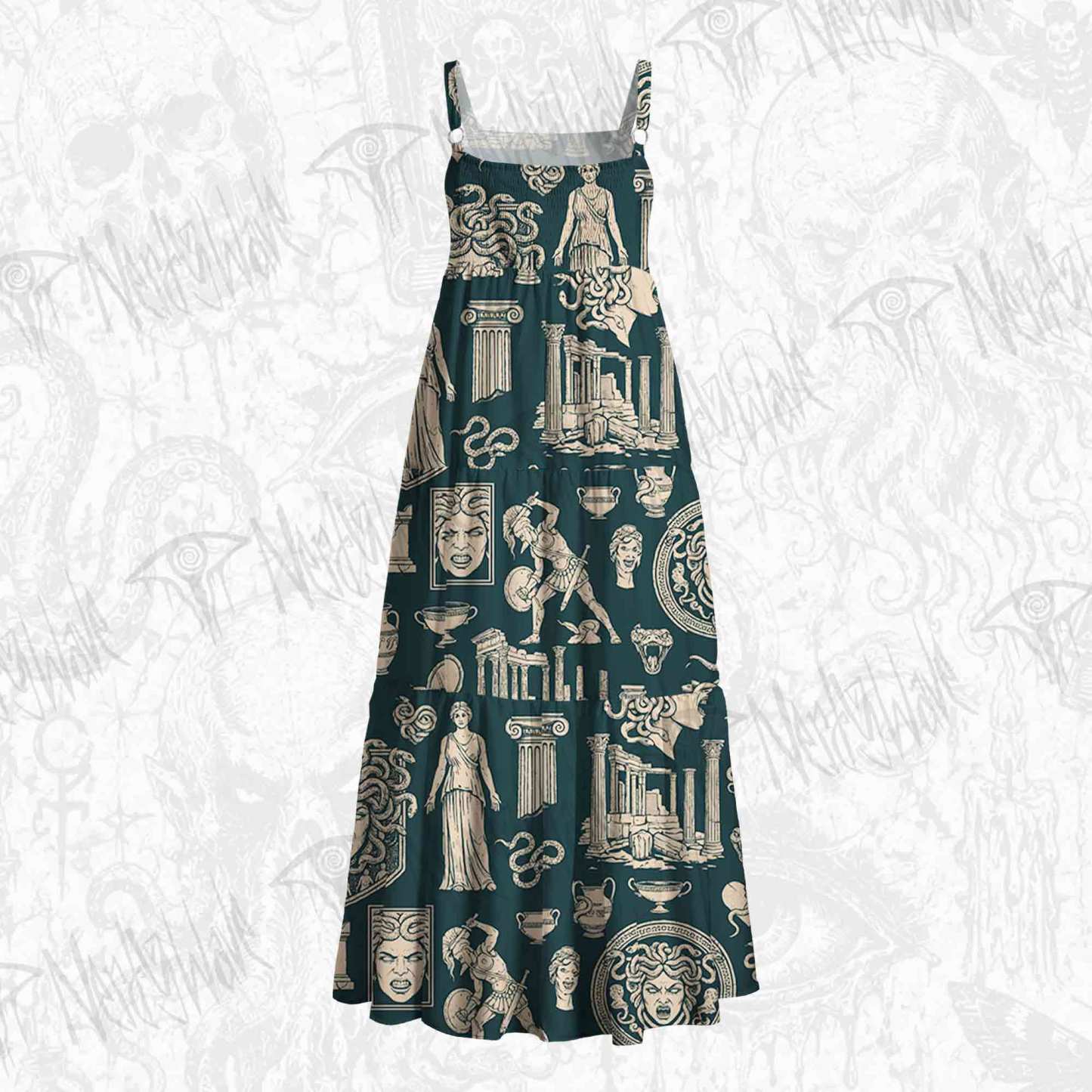 Medusa Greek Wide Straps Maxi Dress