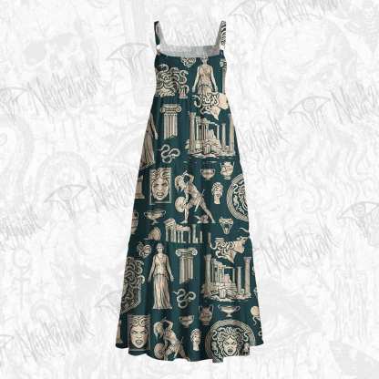 Medusa Greek Wide Straps Maxi Dress