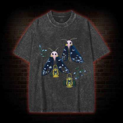 5610 Goth Moths Cute Washed T-shirt