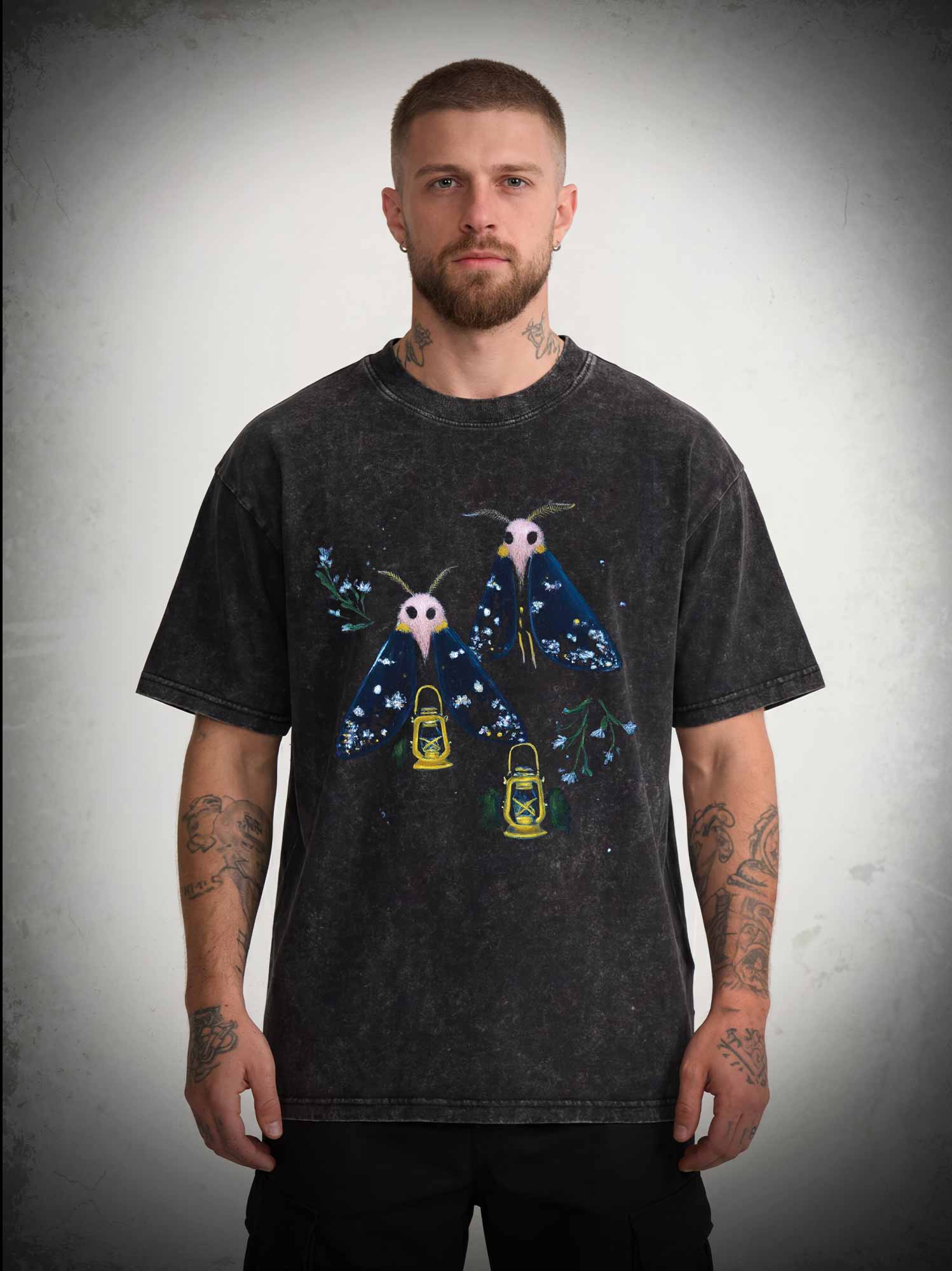 5610 Goth Moths Cute Washed T-shirt
