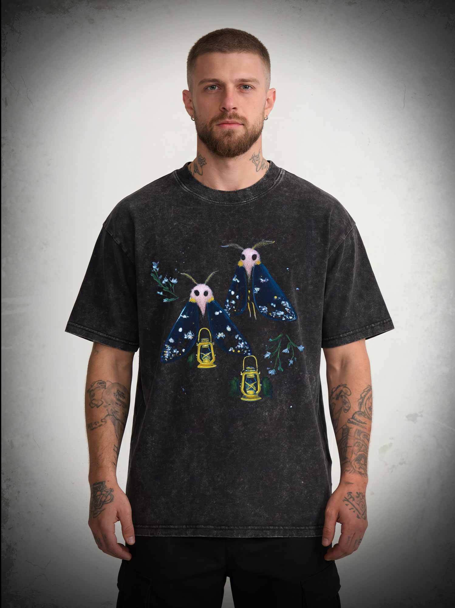 5610 Goth Moths Cute Washed T-shirt