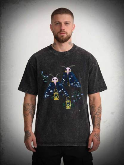 5610 Goth Moths Cute Washed T-shirt