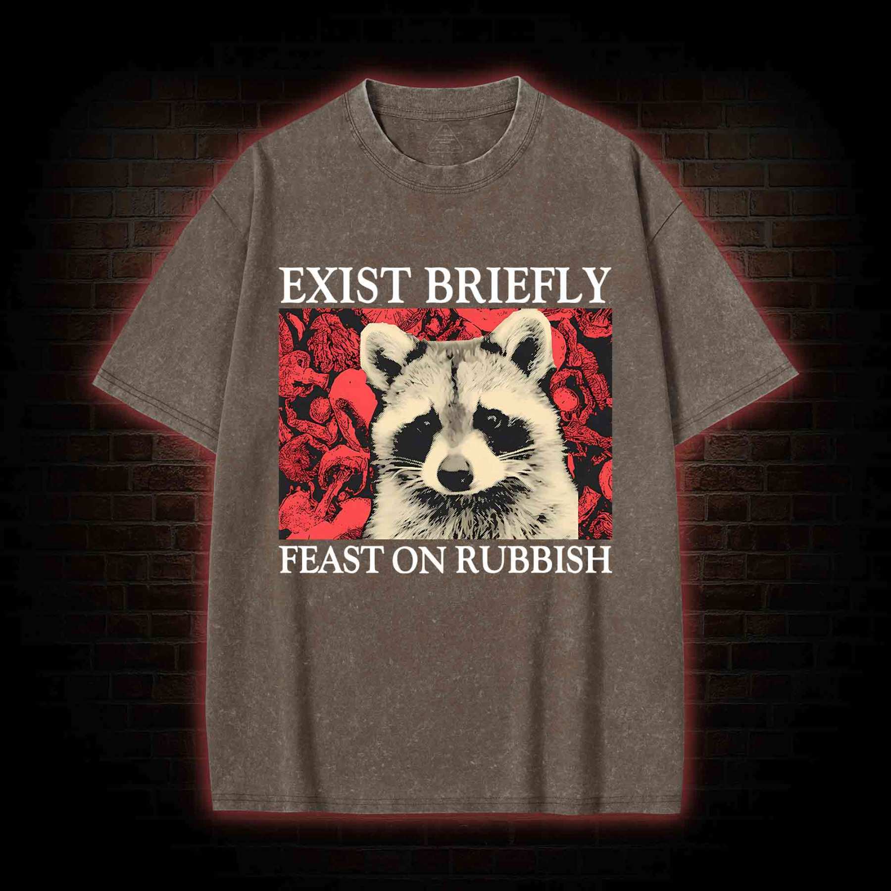 Exist Briefly Feast On Rubbish Washed T-shirt