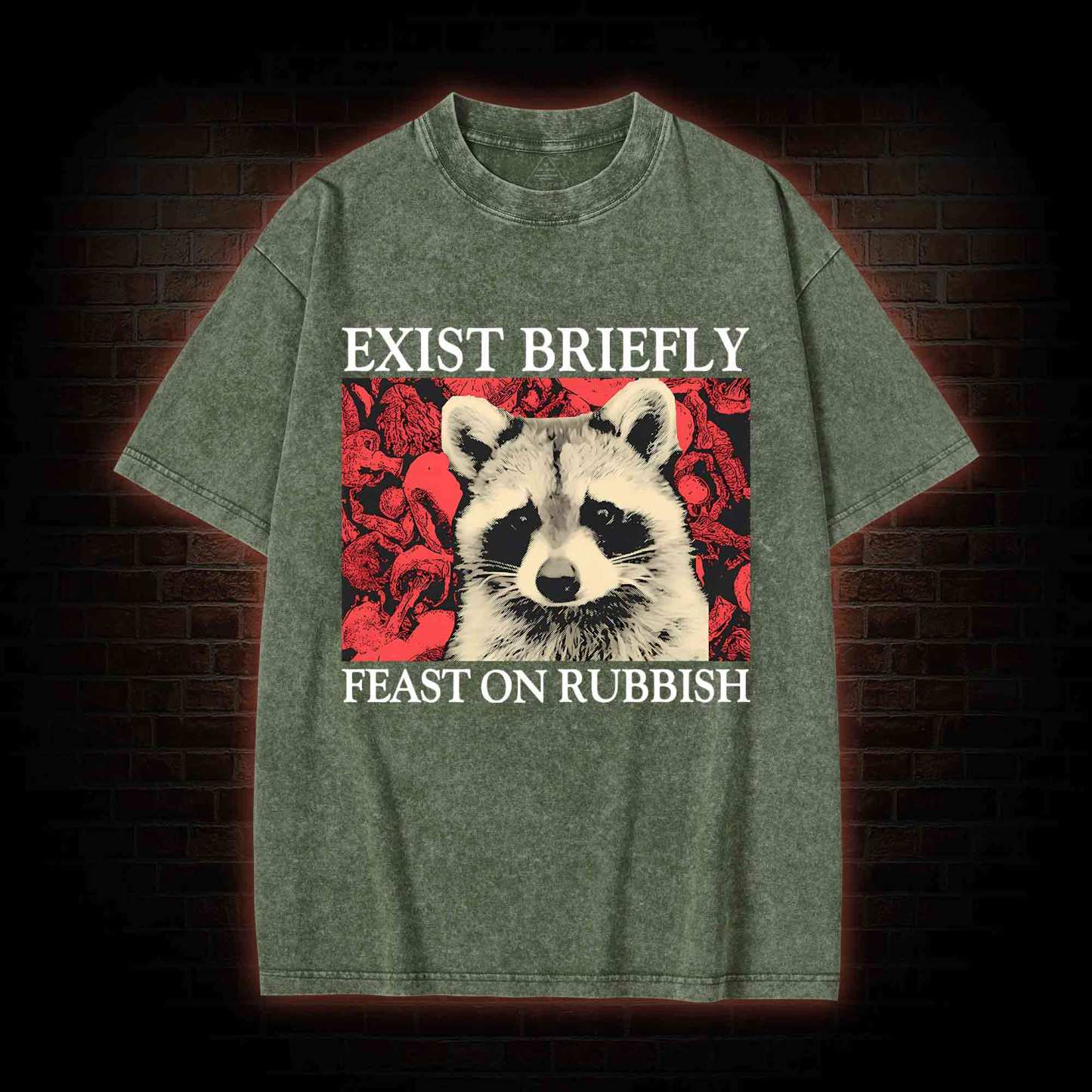 Exist Briefly Feast On Rubbish Washed T-shirt