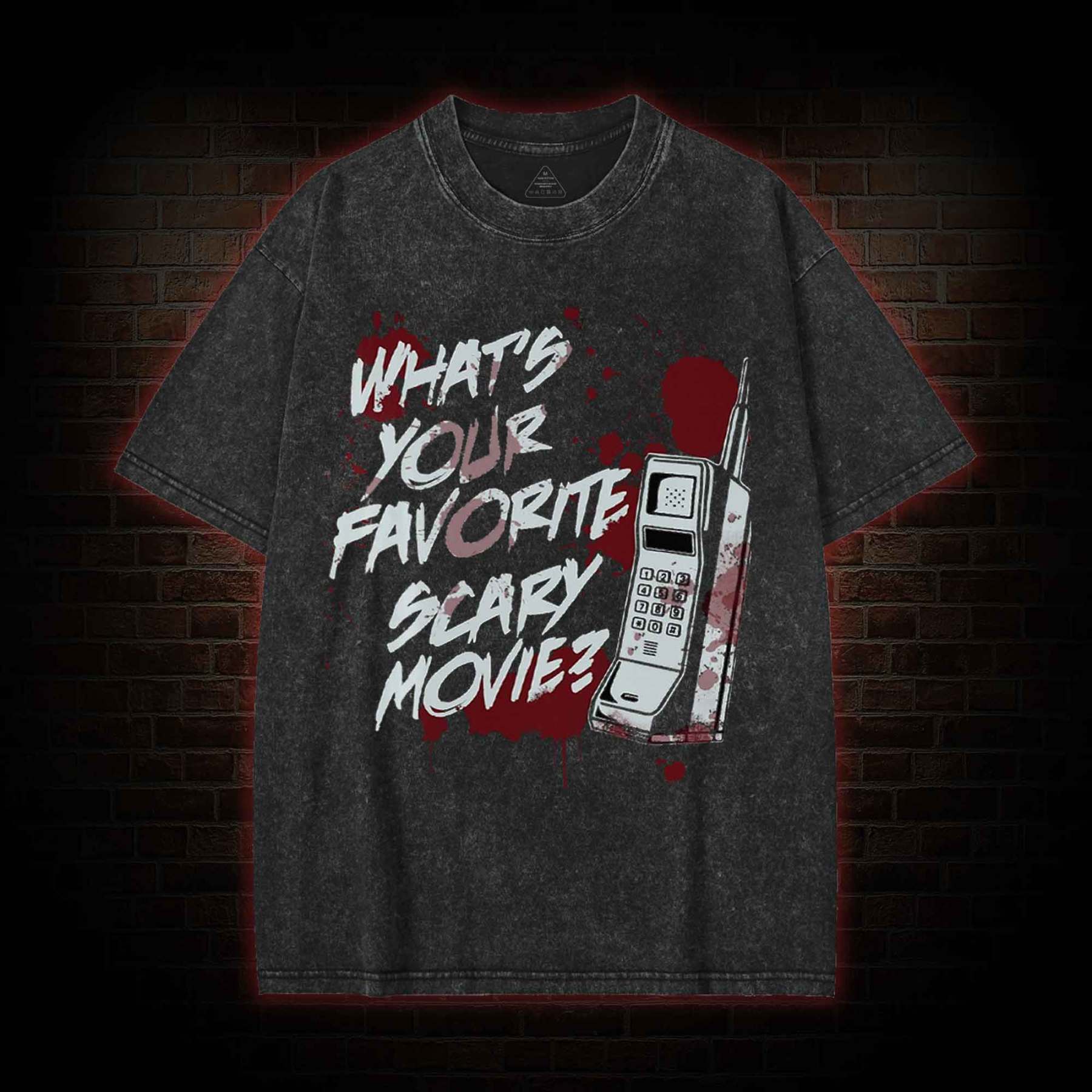 5624 Whats Your Favorite Scary Movie Washed T-shirt