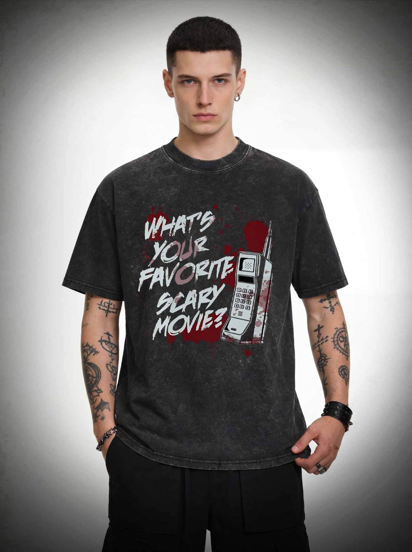 5624 Whats Your Favorite Scary Movie Washed T-shirt