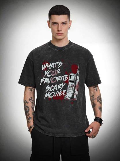5624 Whats Your Favorite Scary Movie Washed T-shirt