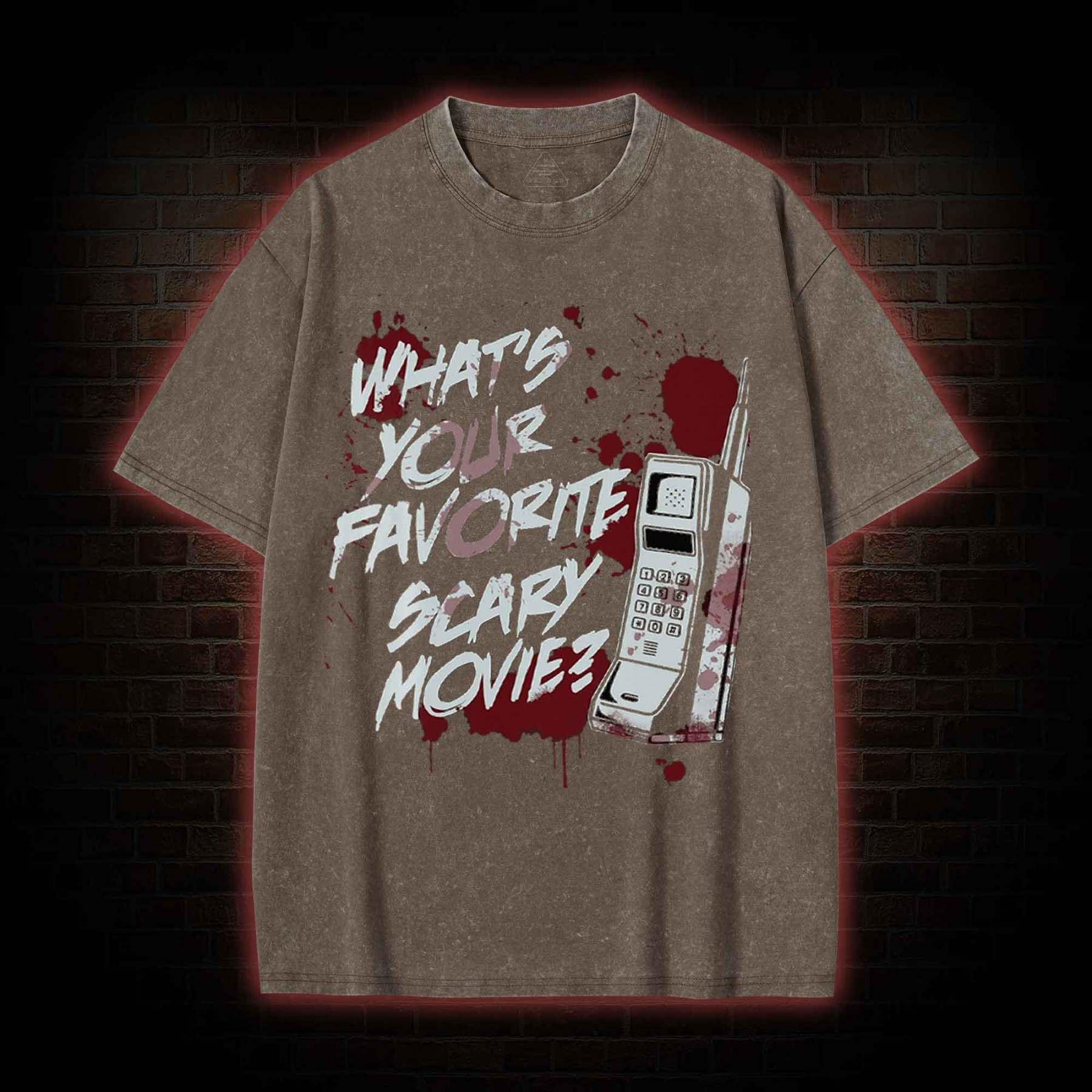 5624 Whats Your Favorite Scary Movie Washed T-shirt